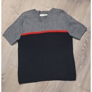 Liz Claiborne Lizsport Pullover Short Sleeve Sweater Black‎ Gray Red Size Large